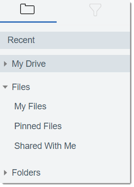 Viewing options from the Files sidebar